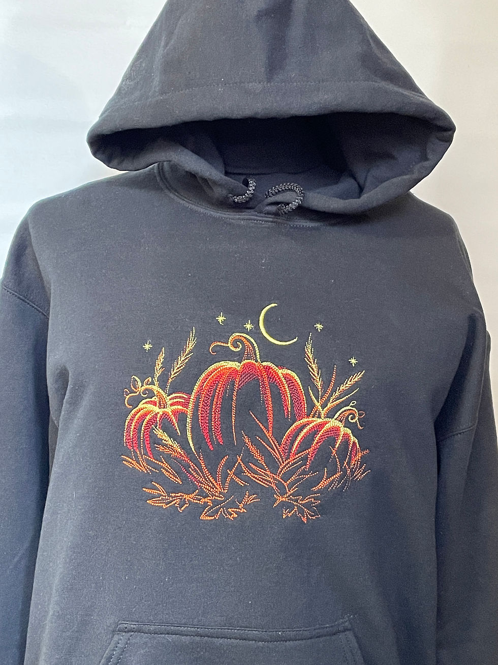 Black sweatshirt fall pumpkin front view