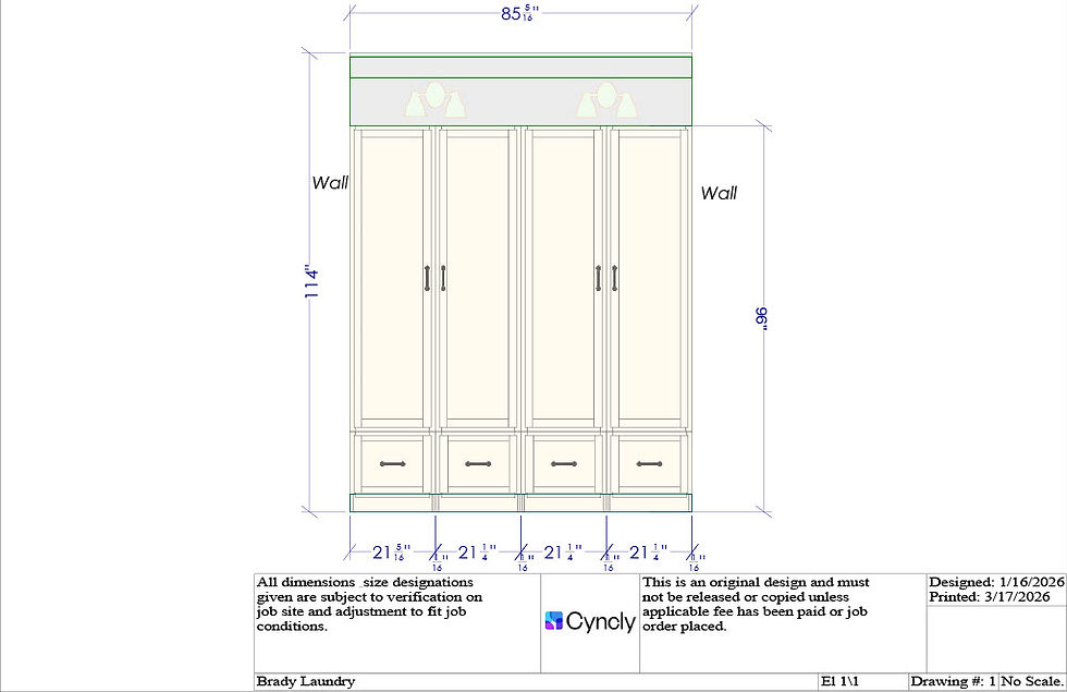 Blue Laundry Lockers Elevation 2D Rendering