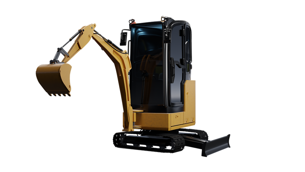 3D product animation services for a yellow mini excavator