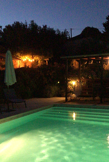 Heated pool at night