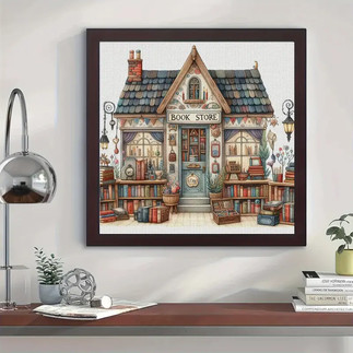 Bookstore pattern cross stitch painting kit