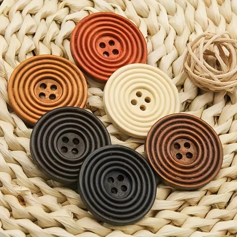 Round Four-Eyed Wooden Buttons