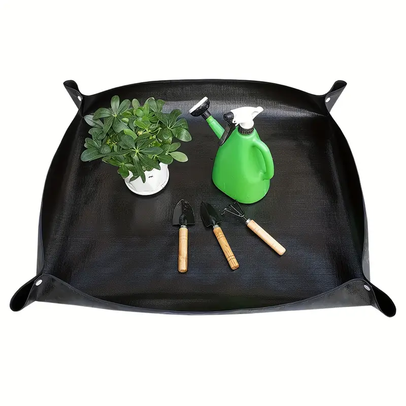 Black gardening plant repotting mat