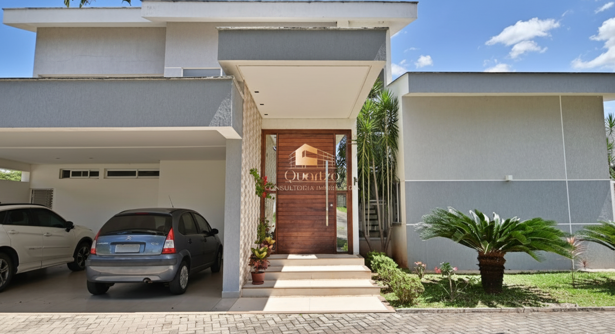 Casa moderna com entrada, carros e 