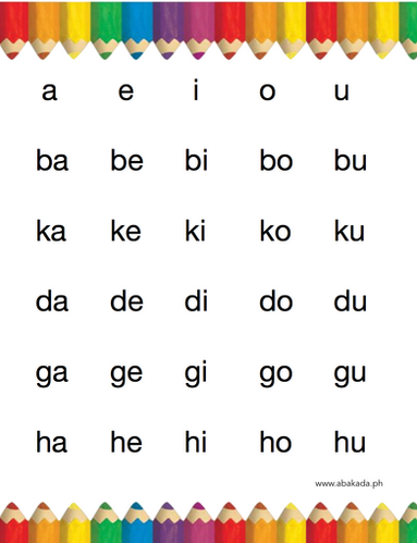 pantig printable abakadaph