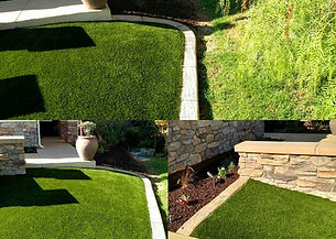 Durable, dig-proof concrete garden borders installed to protect landscaping from pets in a Winchester home.