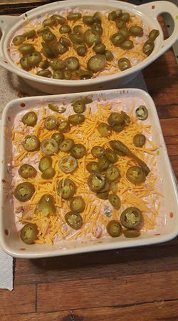 Time to put the  7 layered dip in the oven