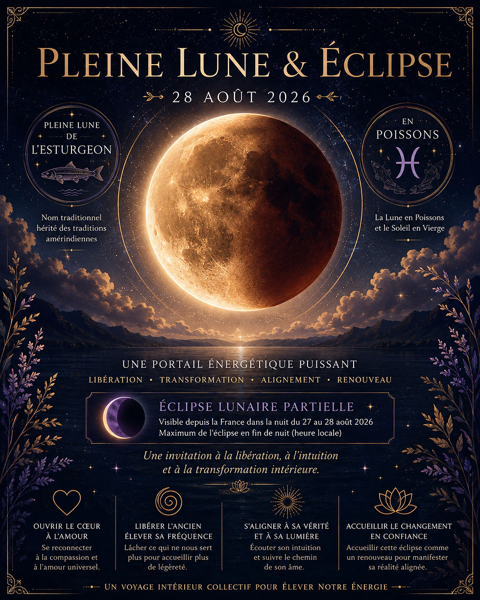 Pleine lune du 28 août en Poissons & Éclipse Lunaire partielle - Soin énergétique collectif