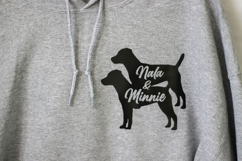 Thumbnail: Silhouette of dog breed and name on a hoodie