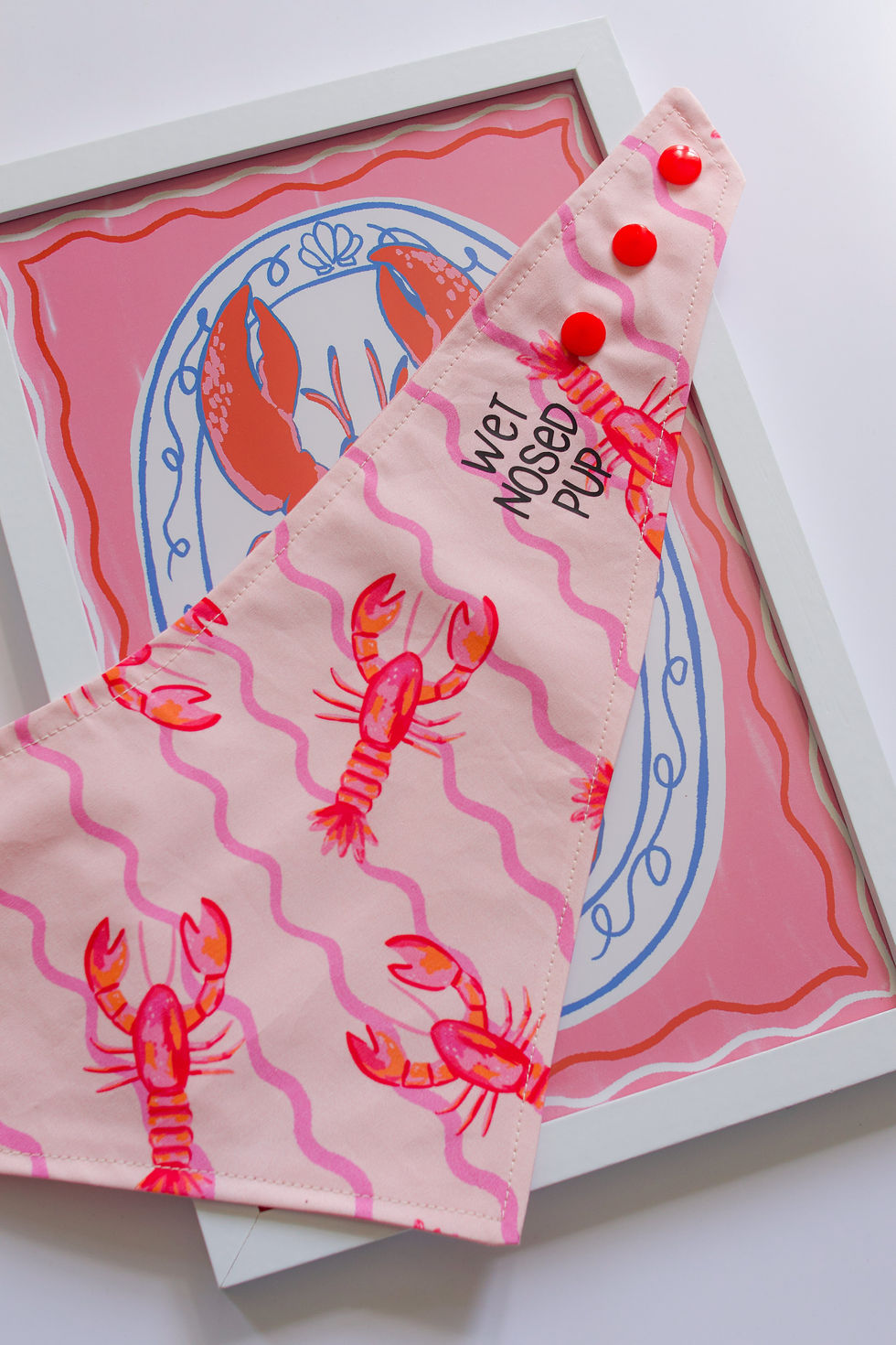 Thumbnail: Pink Lobster Lagoon Bandana for Dogs & Cats