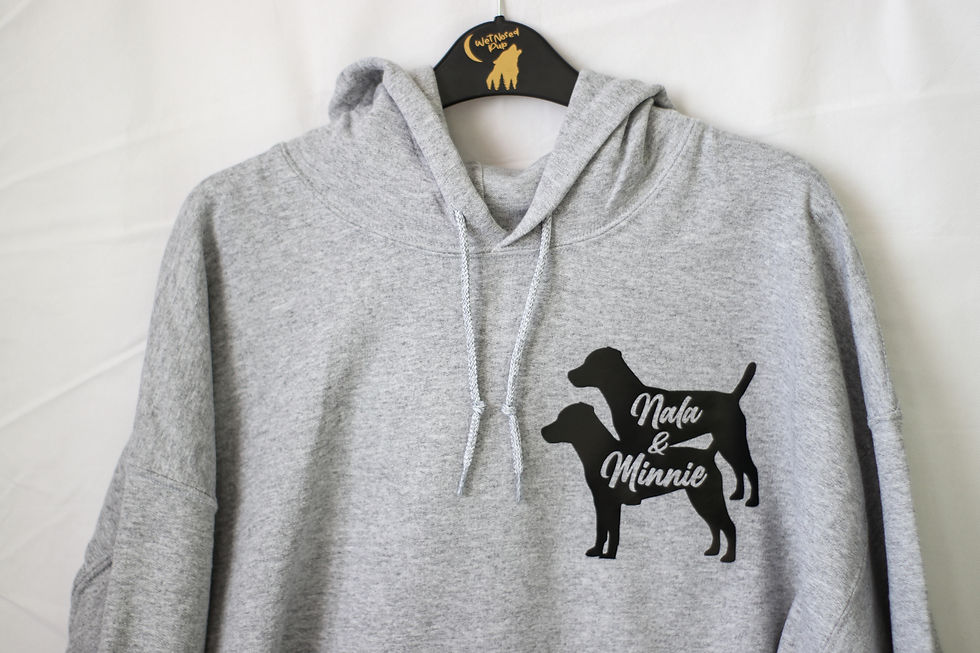 Thumbnail: Silhouette of dog breed and name on a hoodie