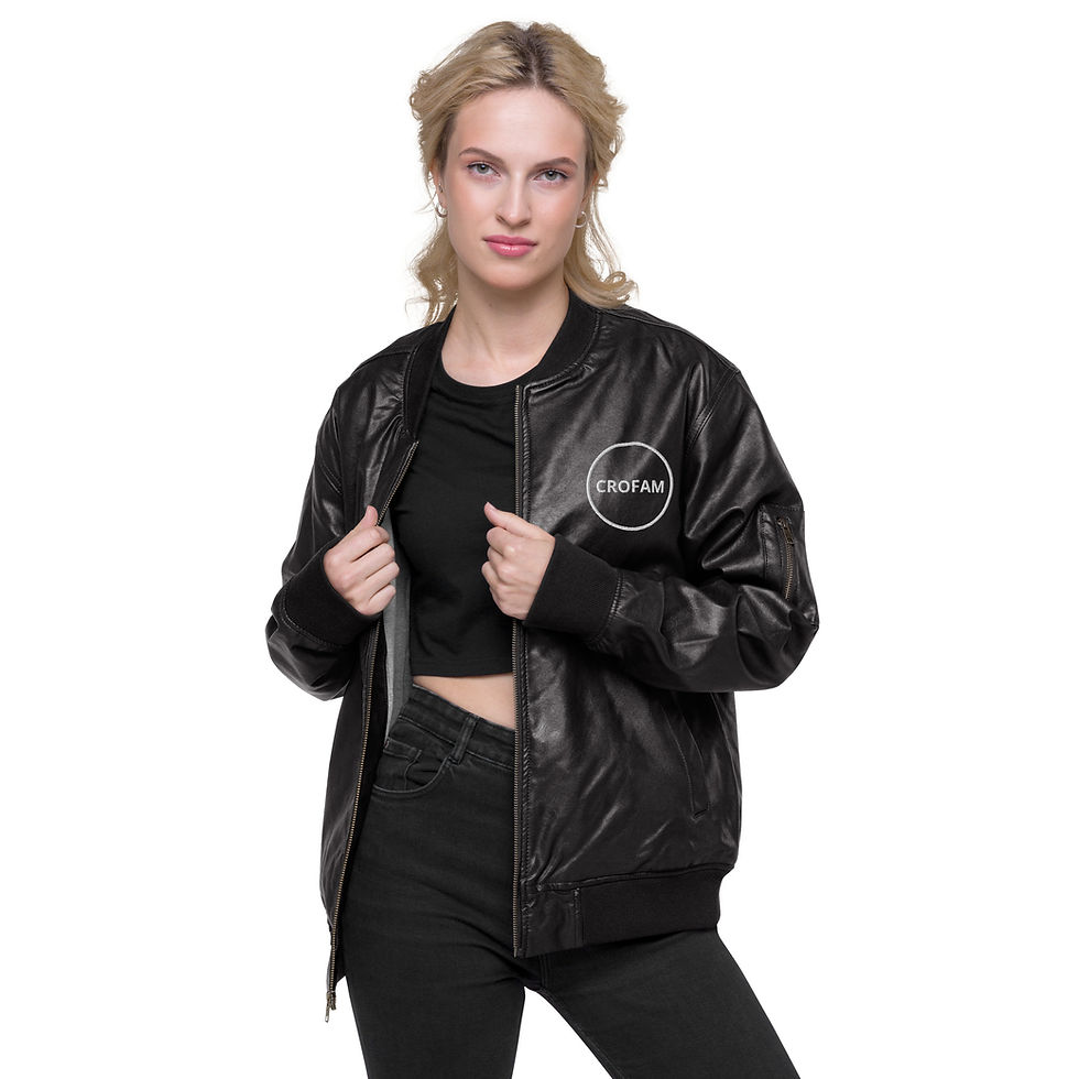 Thumbnail: Crofam Leather Bomber Jacket