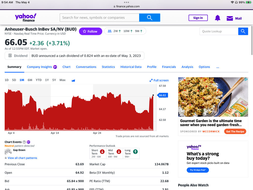 5/03 Bud reports quarterly earnings 😂