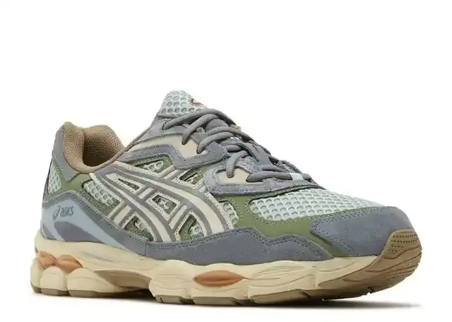 Asics gel nyc cold moss fjord grey side view