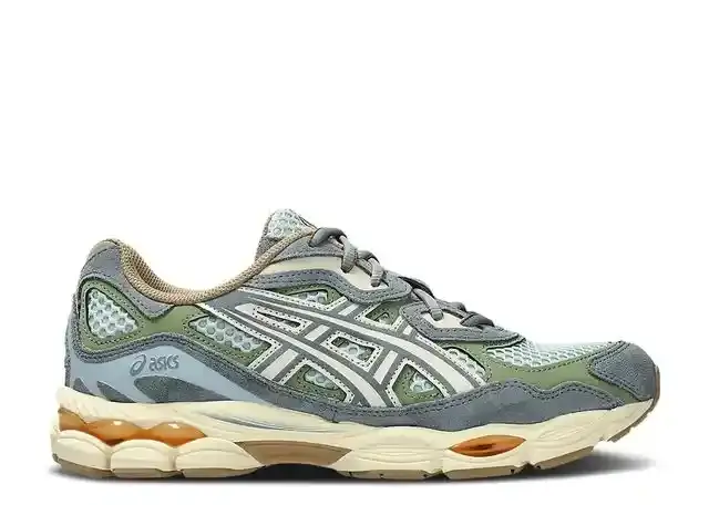 Asics gel nyc cold moss fjord grey side view