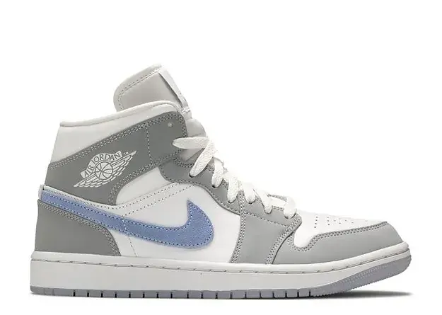 JORDAN 1 MID WOLF GREY ALUMINIUM SIDE VIEW