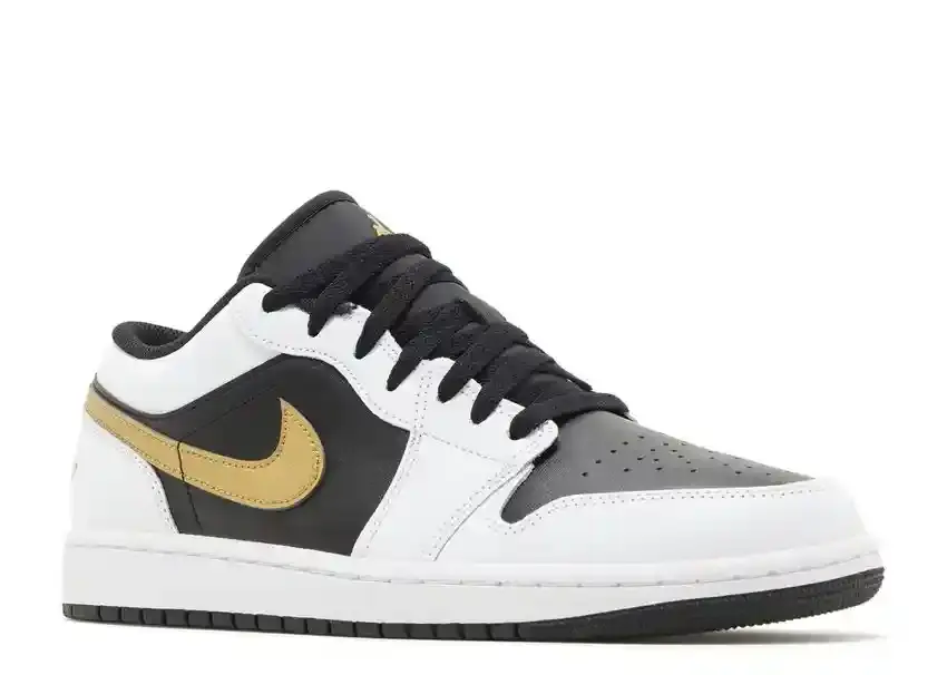 Jordan 1 low gold swoosh view