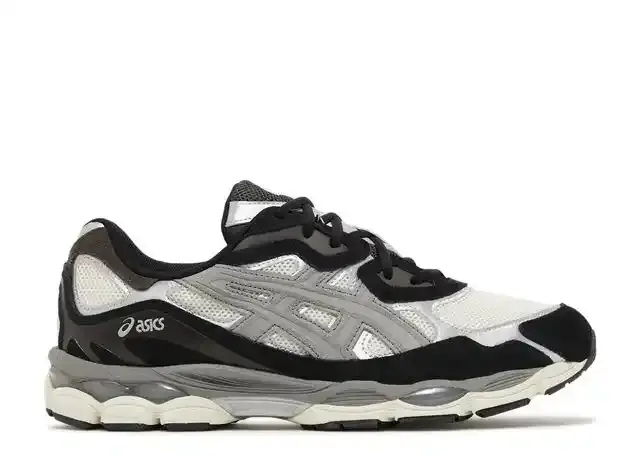 Asics gel nyc black ivory grey side view