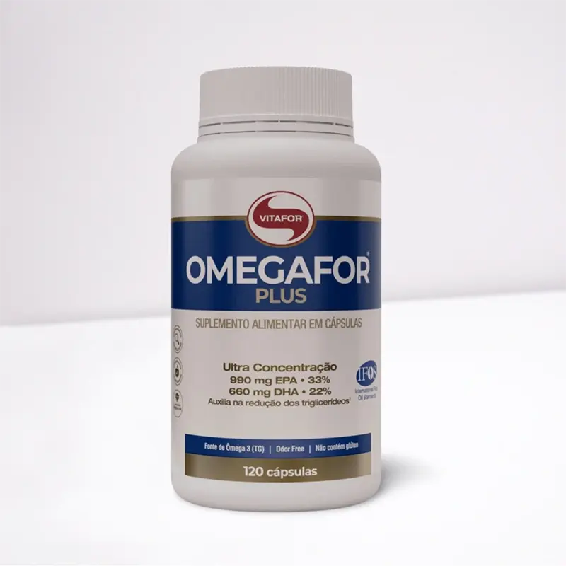Omegafor Plus suplemento alimentar com 120 cápsulas para saúde, Musclor Suplementos.