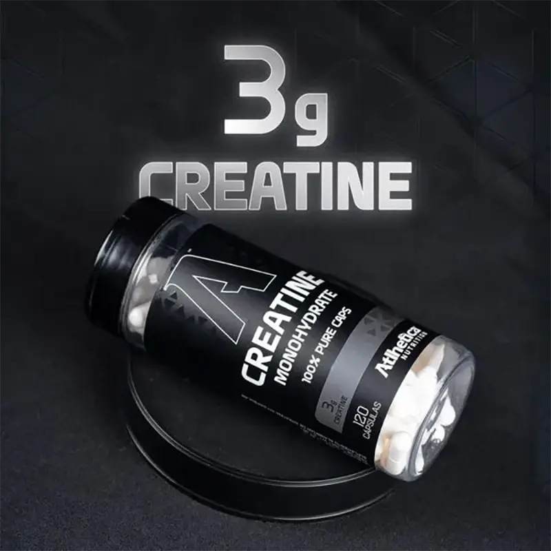 Creatine Monohidratada 3g, Creatina 100% Pura em Cápsula 120 caps - Atlhetica Nutrition, Musclor Suplementos