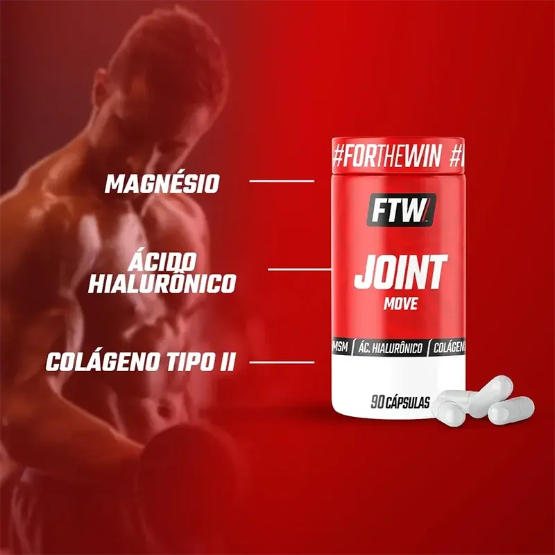 Suplemento Joint Move FTW com Magnésio, Ácido Hialurônico e Colágeno Tipo II.