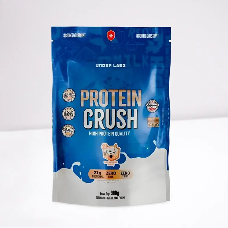 Protein Crush Atlhetica Nutrition, high protein quality, Musclor Suplementos, blue package on white.