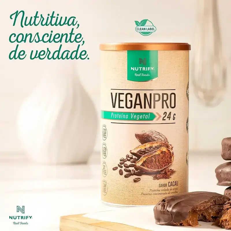 Nutritiva, consciente, de verdade. VeganPro proteina vegana 24g. Combo de suplementos Musclor Suplementos.