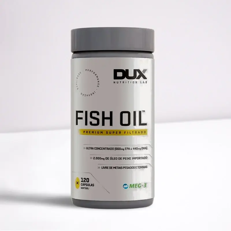 Suplemento DUX NUTRITION, FISH OIL em cápsulas e benefícios para a saúde. Musclor Suplementos