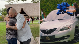 En agradecimiento, Jhonny Rivera le regaló un carro a uno de los empleados