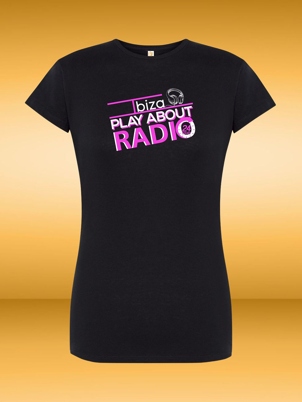 Black T-Shirt with Pink Logo