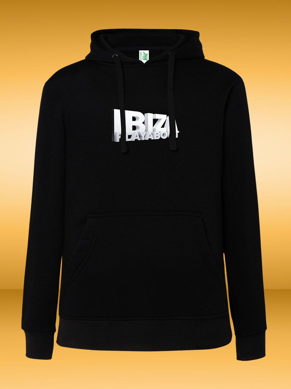 Thumbnail: Black Hoodie with Ibiza PlayAbout design