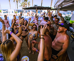 swimming pool area, ibiza holidays, happy people, pool party, people dancing, ibiza jet apartments