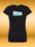 Thumbnail: Black Woman T-Shirt with blue Ibiza PlayAbout design