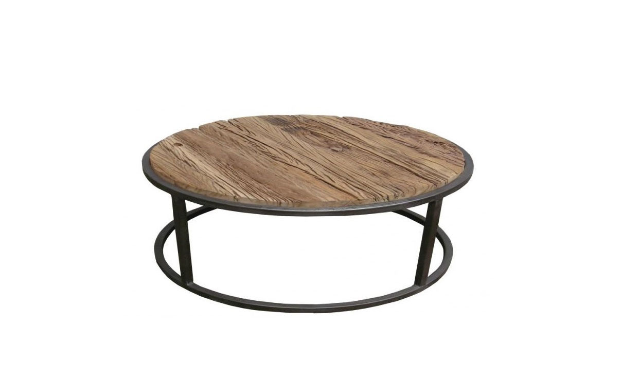 Round Metal & Wood Coffee Table
