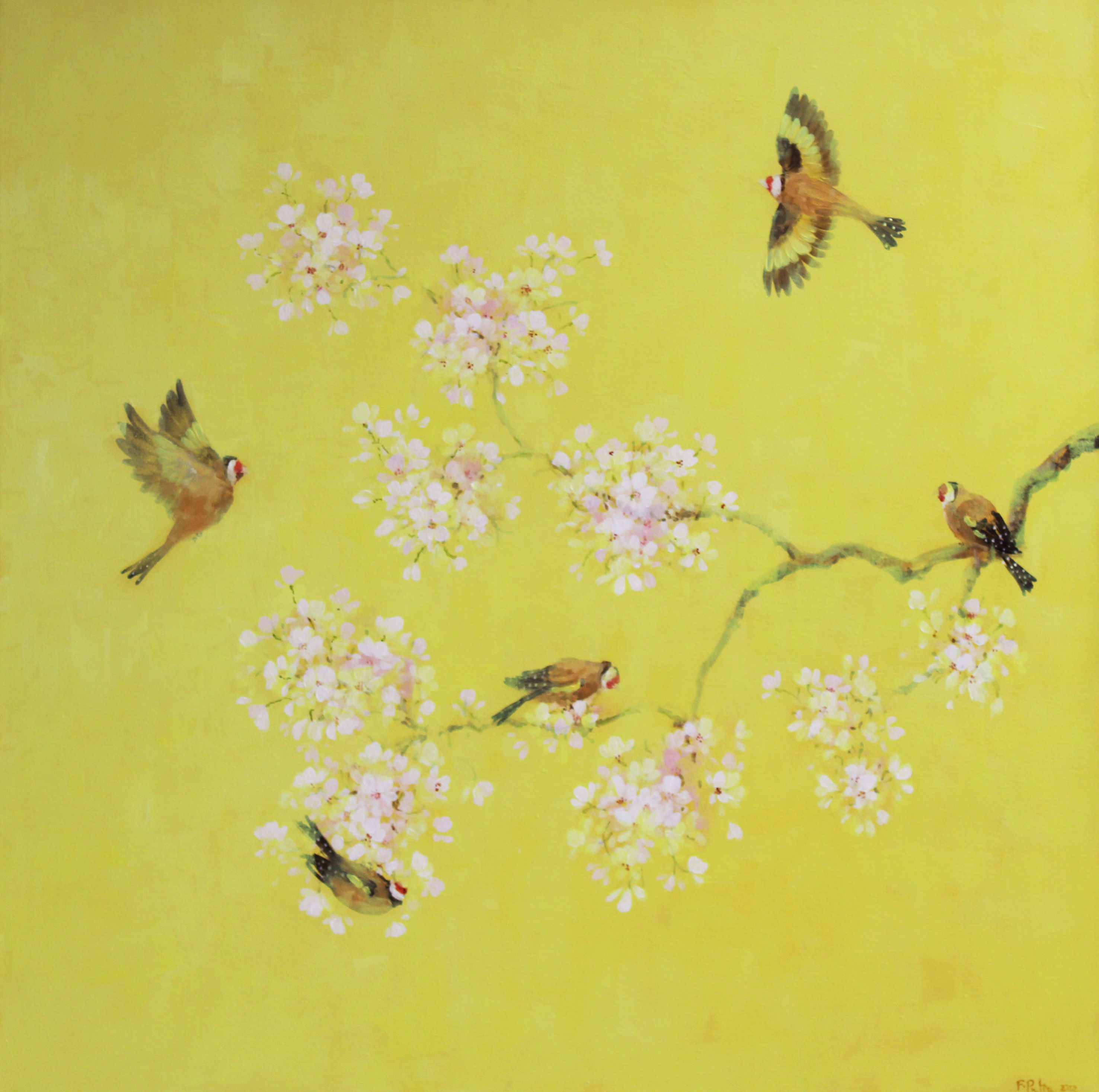 Goldfinches with Cherry Blossom