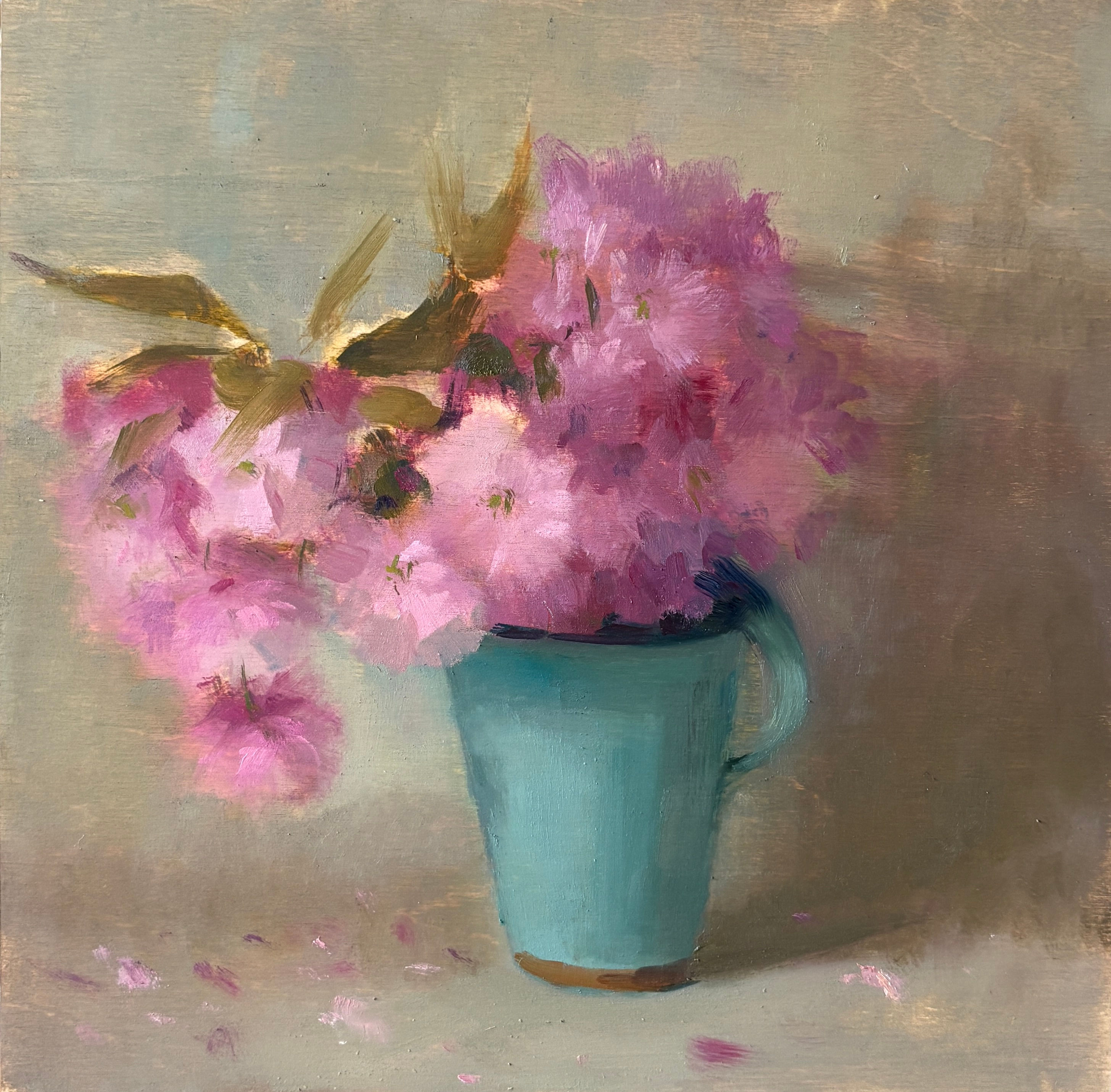 Cherry Blossom in Turquoise Vase