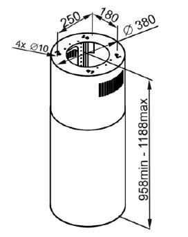 Thumbnail: Bestair CONO38IS | 38 cm |Cooker Hoods  شفاط مطبخ بيست ايرجزيرة اسطواني سيلفر