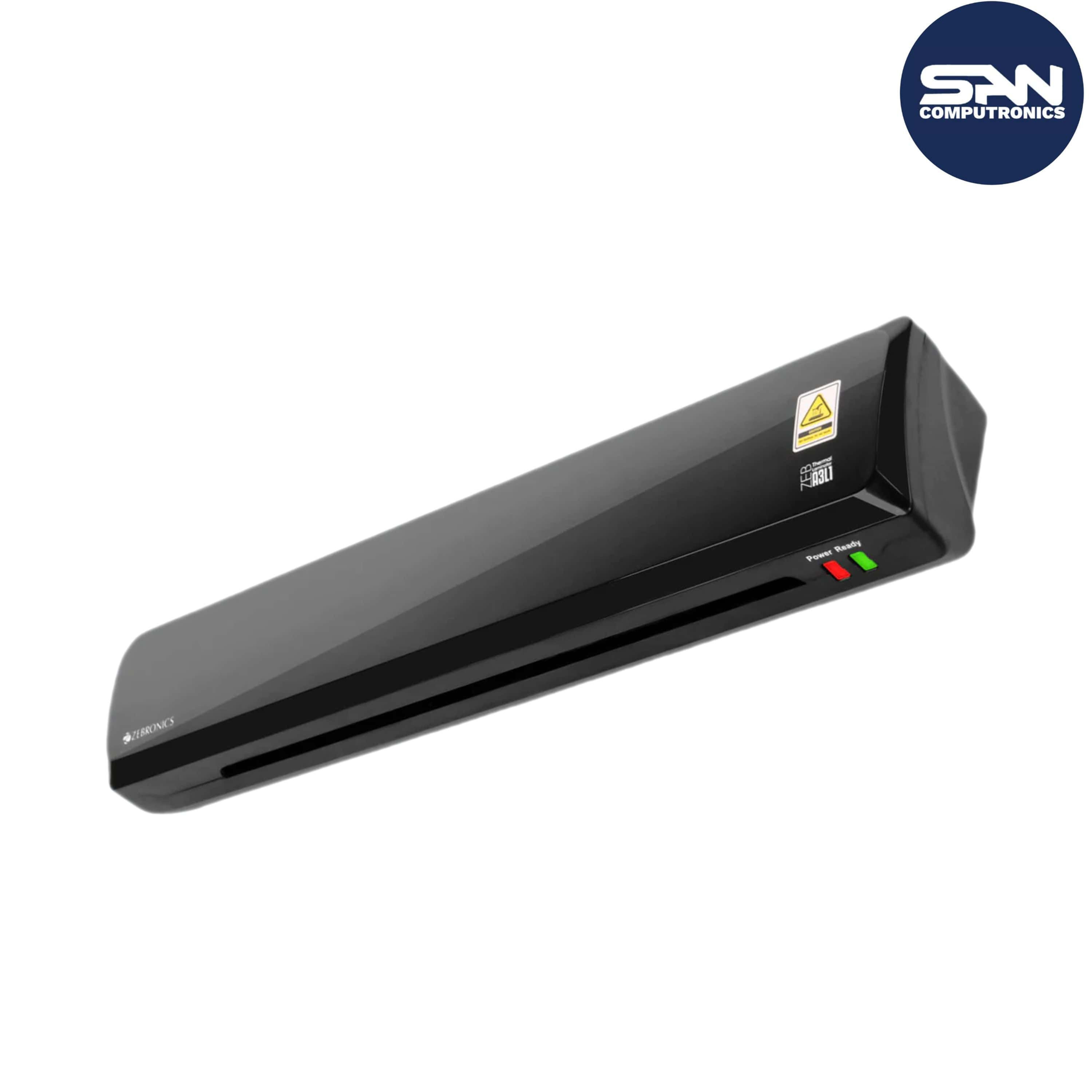 Zebronics A3L Thermal Laminator with Anti-Jam System, Hot/Cold Control Switch with LED Indicators, Compatible Size Upto A3
