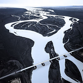 A glacial delta river at the South Iceland coast.