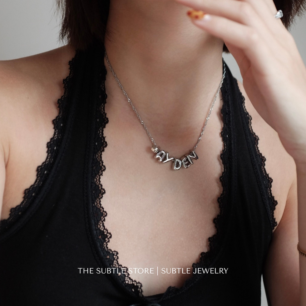 縮圖：(銅+防水塗層) Puffy Namepiece - Silver | Custom Letter Necklace
