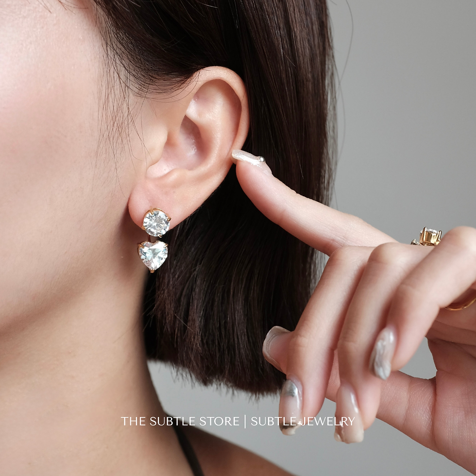 縮圖：(防水) Front-back Halo Heart | 18KGP Earring