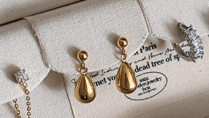 (防水) Gold Raindrop 金色水滴 | 18K Earring