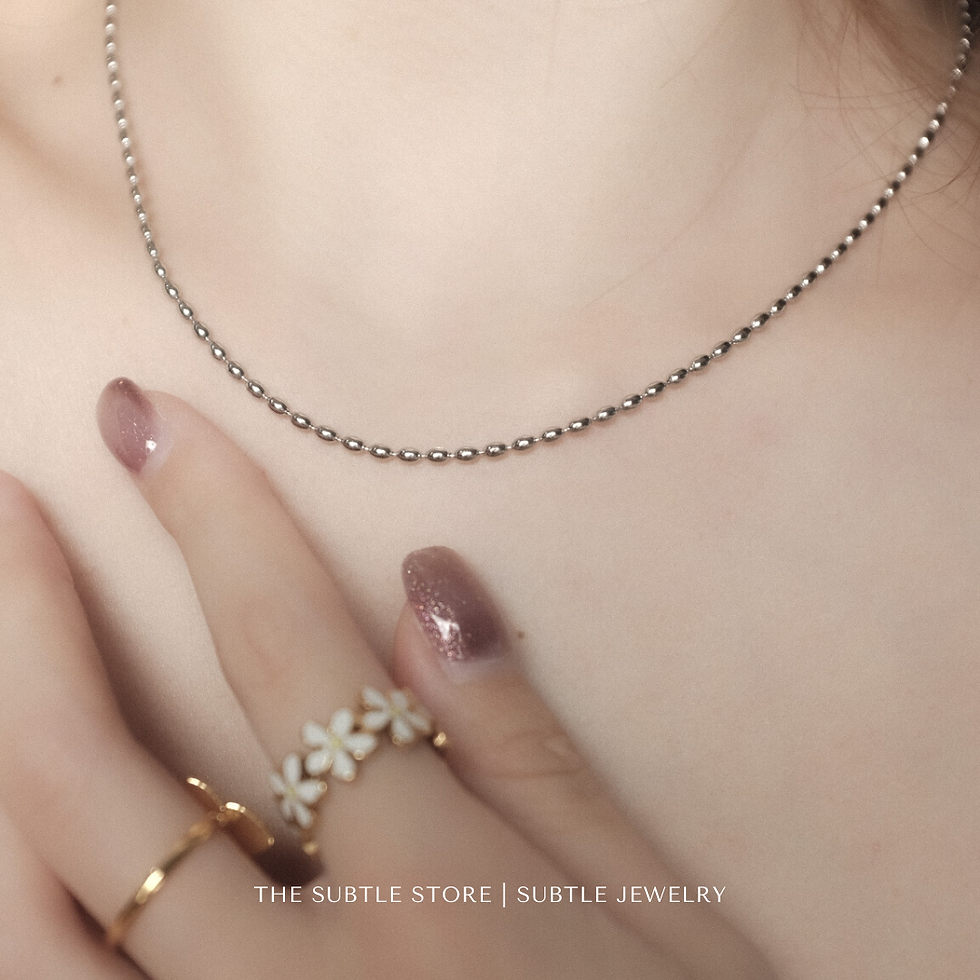 Thumbnail: (防水) Silver Bean | 18KGP Necklace