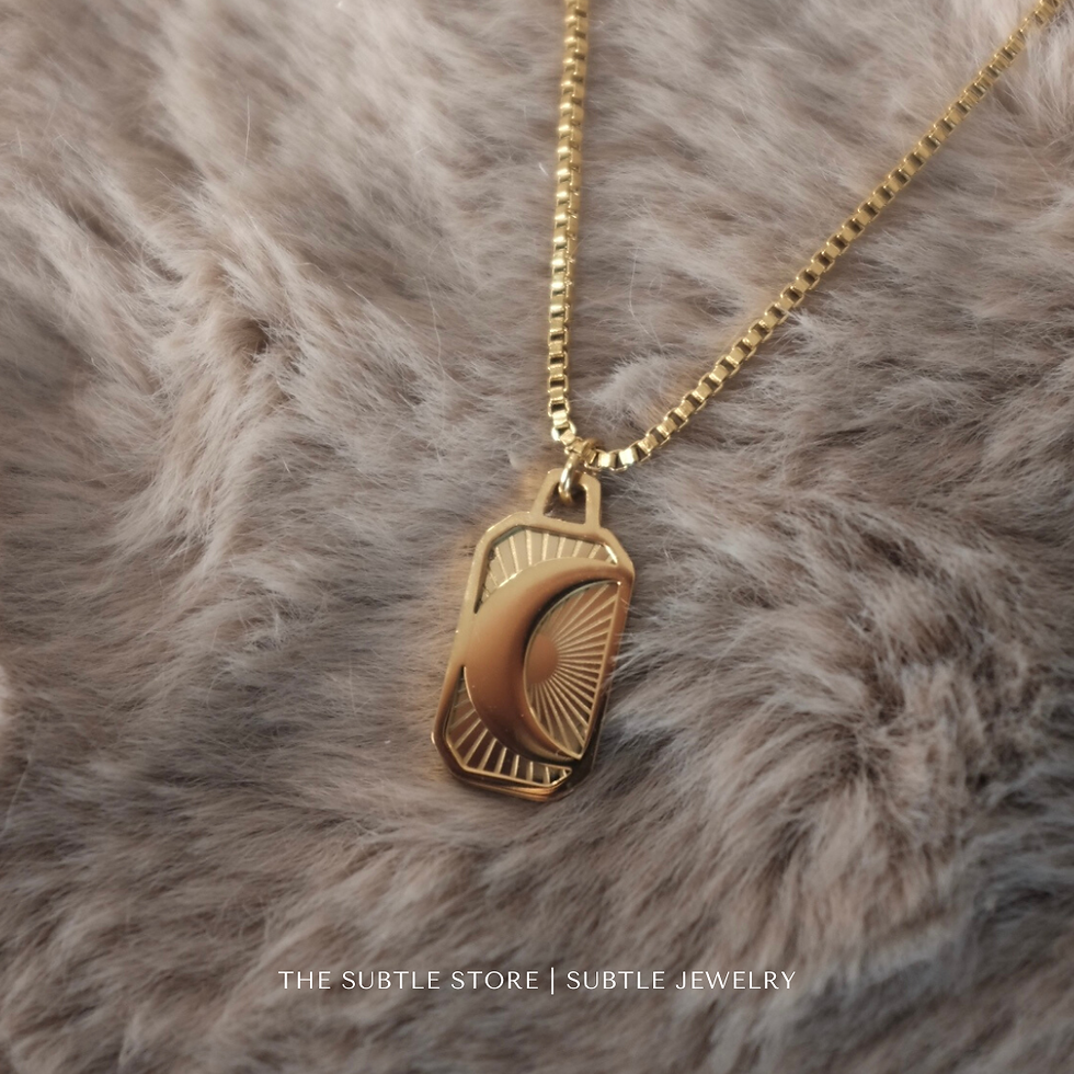 縮圖：(防水) Moon Plate Necklace | 18KGP Necklace