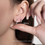 Thumbnail: (防水) 9mm Silver White Stone Huggie | 18KGP Earring