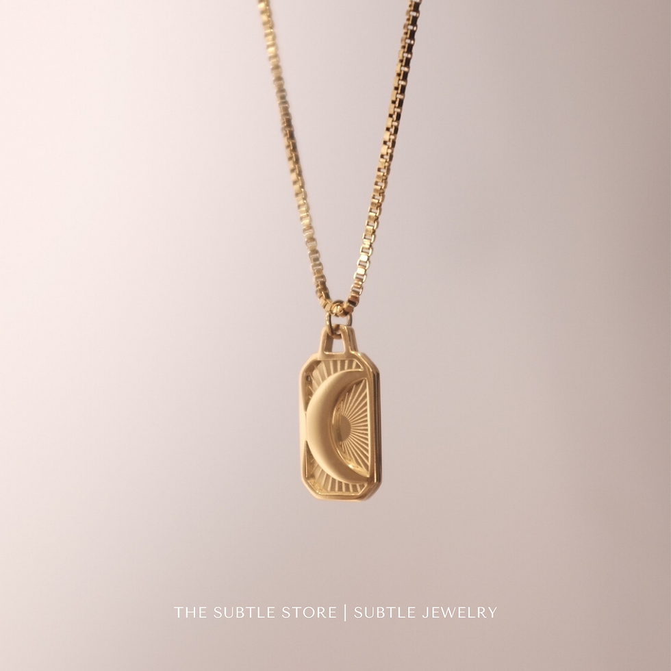 縮圖：(防水) Moon Plate Necklace | 18KGP Necklace