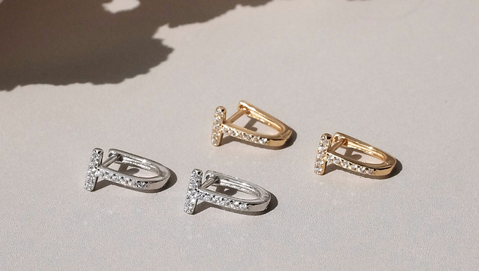 (純銀) 金/銀 -  T   | S925 Earring