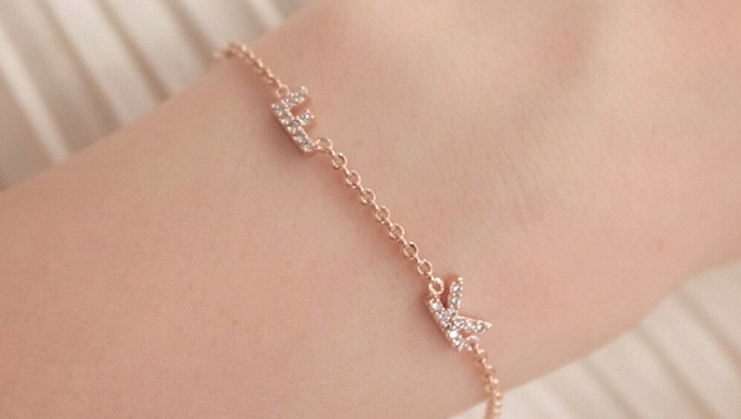 （不要濕水）鋯石-分開字母款 訂製手/腳鏈 Customised Zircon bracelet