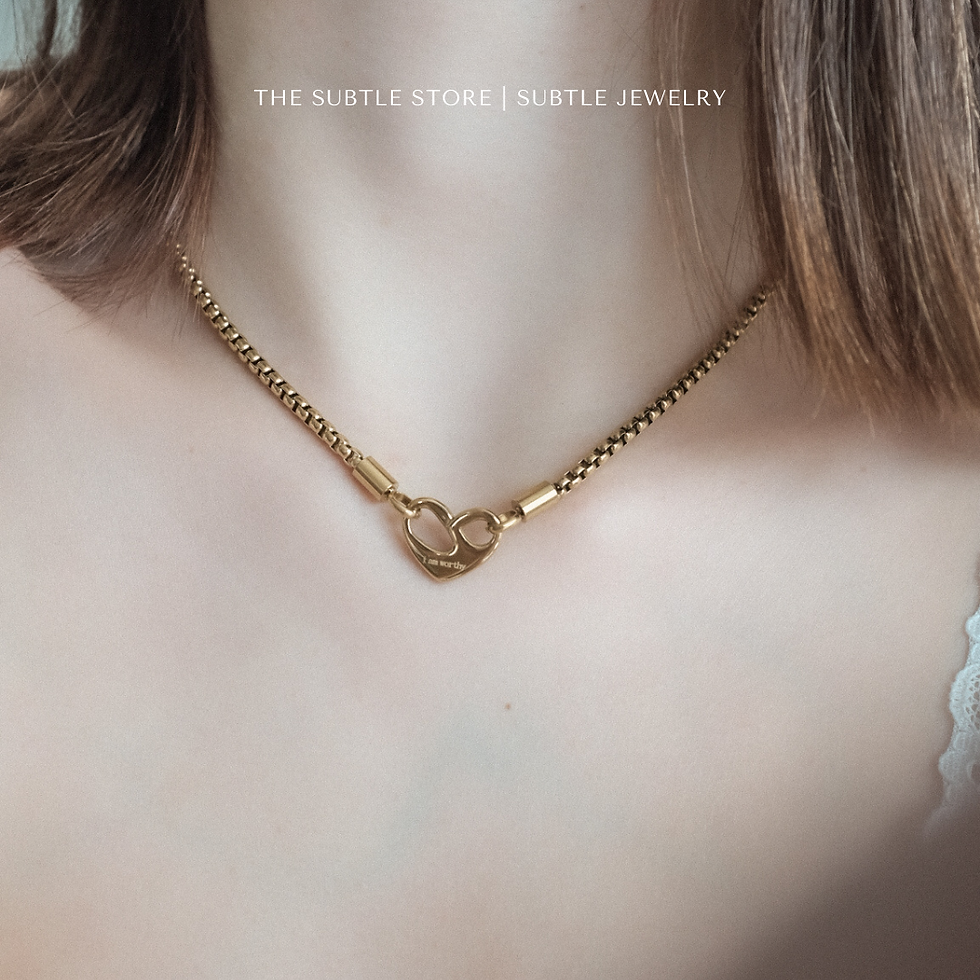 Thumbnail: (防水) I Am Worthy Heart Chain | 18KGP NECKLACE