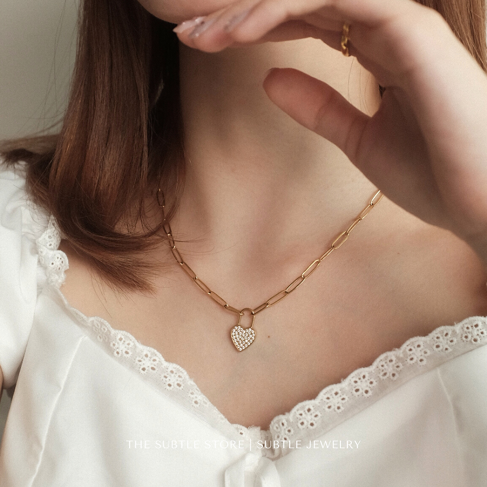 Thumbnail: (防水)  Heart Lock | 18KGP NECKLACE